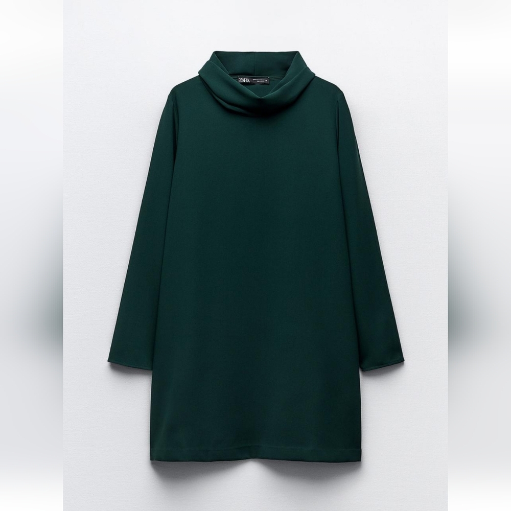 Zara Forest Green High Neck Dress